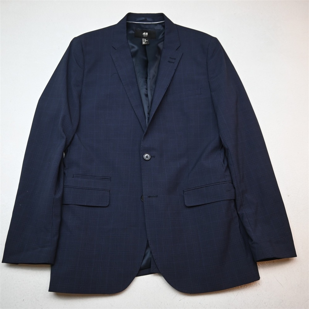 H&M 42R Blue Glenn Check Mens Blazer Suit Jacket Sport Coat
